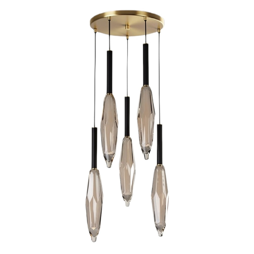 "Moderne Hanglamp met Kristallen en Zwarte Accenten"