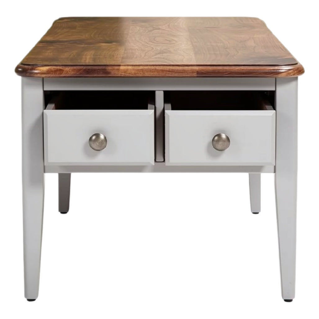 Houten Tafel met Twee Ladekasten en Witte Afwerking